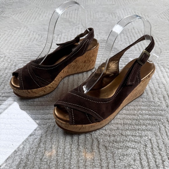 Cordani Shoes - Cordani Suede Cork Wedge Sandals Women's 37 Brown Boho Italy Y2K Festival Earthy